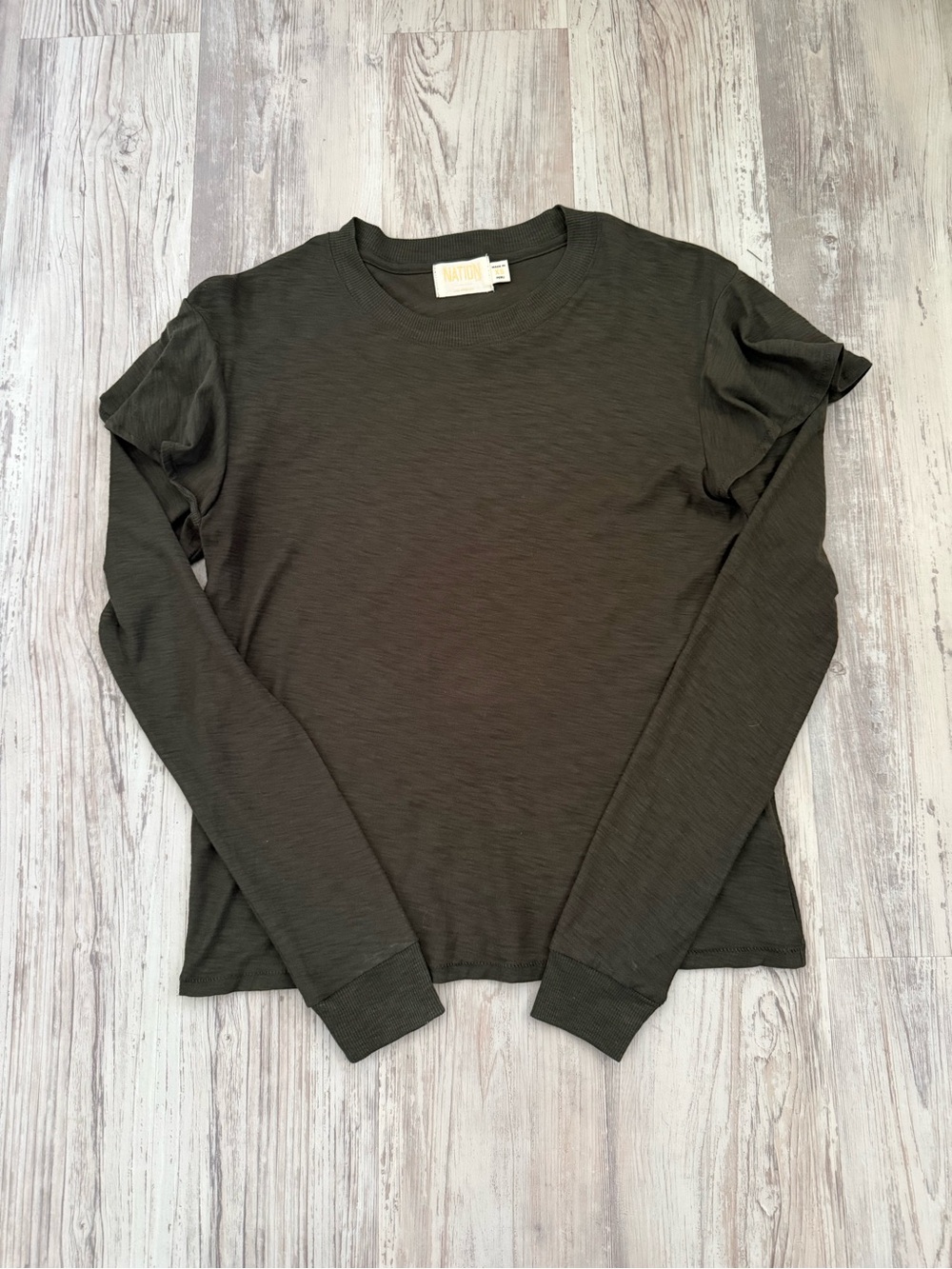 Nation LTD Ruffle Tee XS Cottagecore Bohemian Elevated Basic Everyday Casual